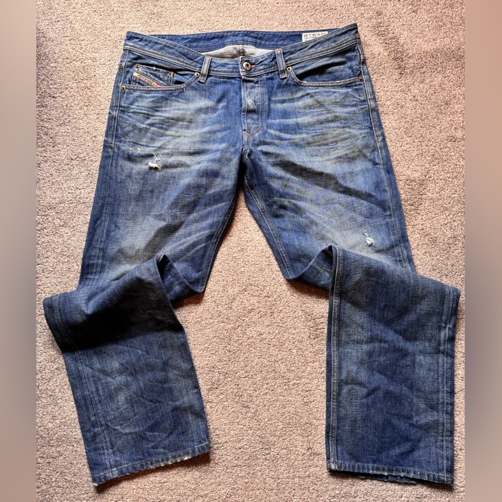 Mens Vintage Y2K Diesel Jeans Size 36x30 Viker Regular Straight Fit Distressed